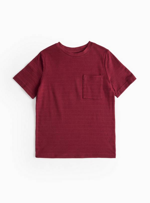 Burgundy Textured Short Sleeve T-Shirt 10 years